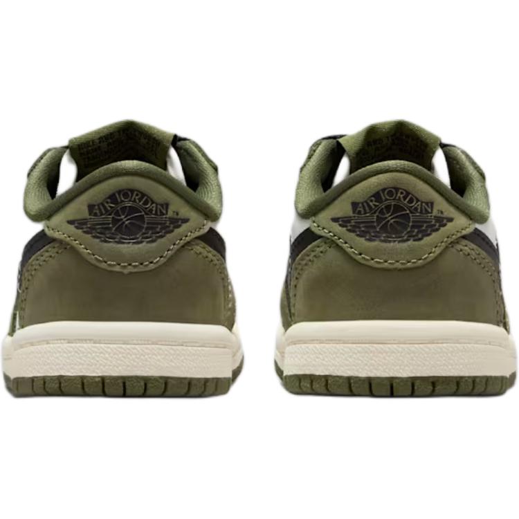 Jordan Air Jordan 1 Slip Resistant Abrasion Resistant Low Top Toddler Shoes White Green Infant And Toddler HQ6997-200