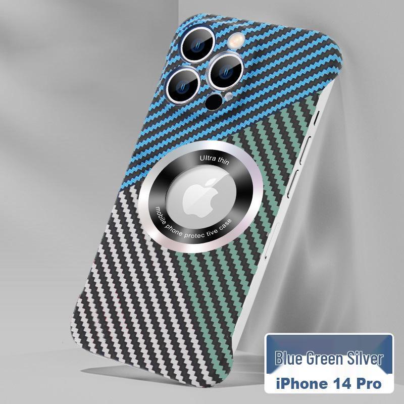 "Carbon Fiber Magnetic Suction Case for iPhone 16 Pro Without Frame, Fits iPhone 12/13"