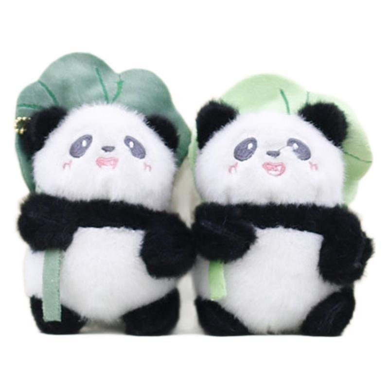 Cute Leaf Panda Plush Toy Keychain In Soft Short Fur For Kids And Collectors