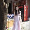 Summer 2026 New Style: Women's Purple Pleated Camisole Dress, Fairy, Slim Fit, Cinched Waist A-Line Long Dress