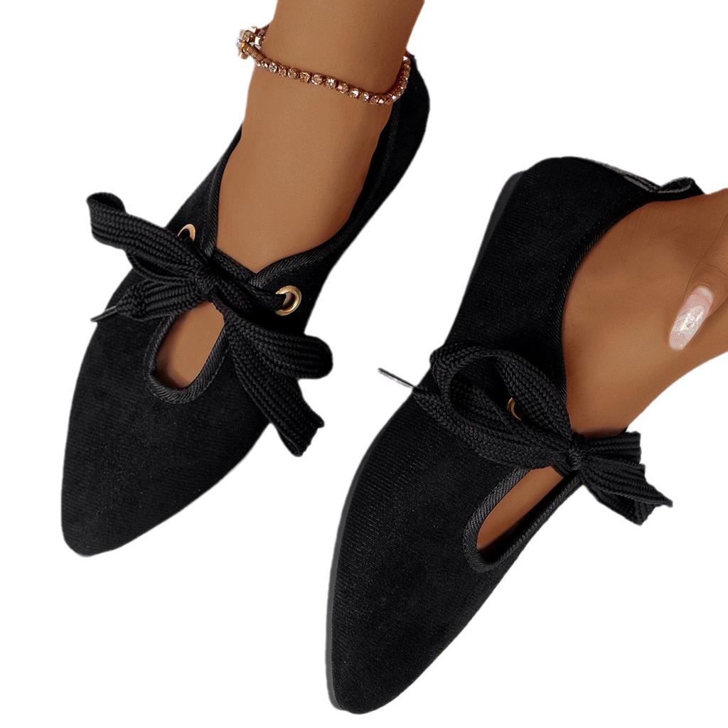 Autumn new shallow single shoes large size flat casual pointed cross strap Mary Jane women's shoes