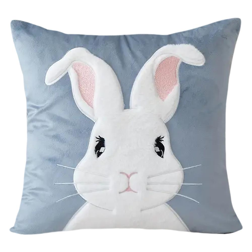 Easter Rabbits Throw Pillow Cover 45x45cm Rabbit Pattern Decorative Throw Pillowcase Plush Rabbit Pillowcase for Home Decor