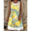 Women's Flowers and Plants Pattern Printed Sleeveless Round Neck Dress Loose Soft and Comfortable Plus Size Dress