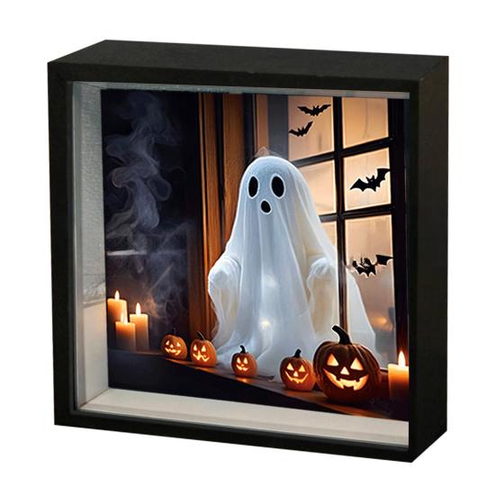 Halloween Duch Noční světlo Malování Fotorámeček 3D Plamen Hororová Panenka Svítící Album LED Stolní Dekorace Světlo do Ložnice