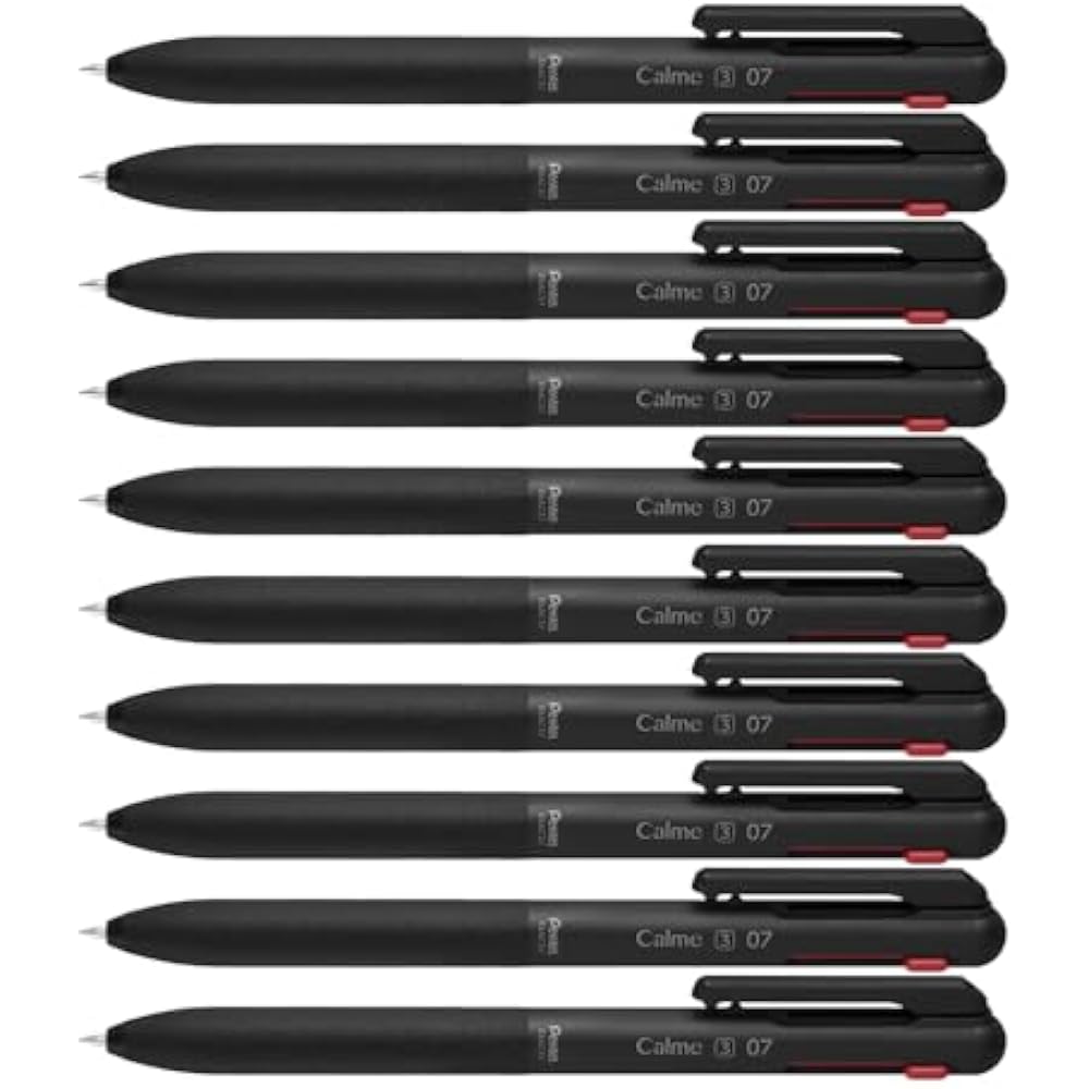 Pentel 3-color ballpoint pen Calme 0.7mm black 10-pack BXAC37A