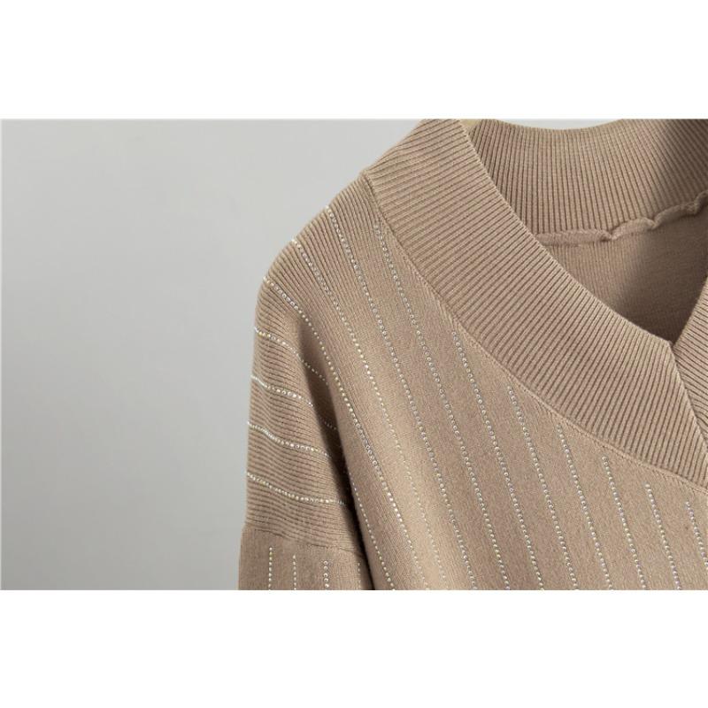 Lazy Loose Hot Diamond Sweater Skirt Women's Autumn New Inner Knitted Bottoming Dress