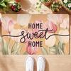 Floral Spring Pattern Doormat Anti Slip Durable Floor Mat for Front Door Hallway Courtyard Indoor Outdoor Home Decor
