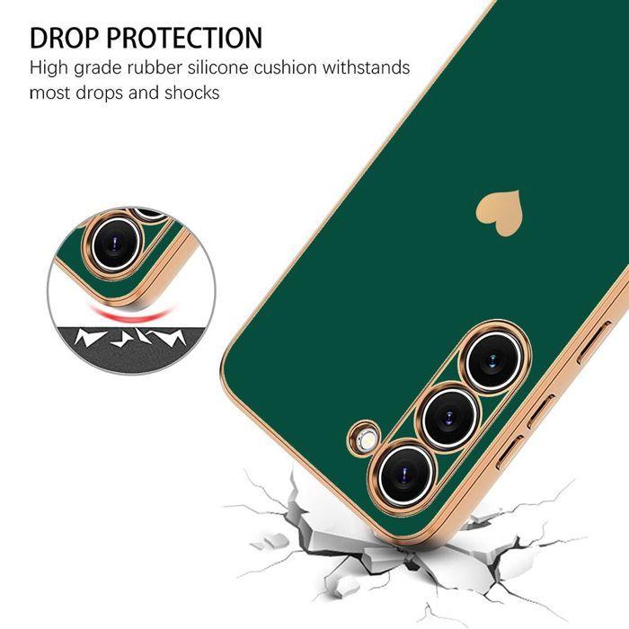 Coque pour Samsung Galaxy A17 4G/5G, Silicone Antichoc Motif Cœur avec Bandoulière Vert Nuit