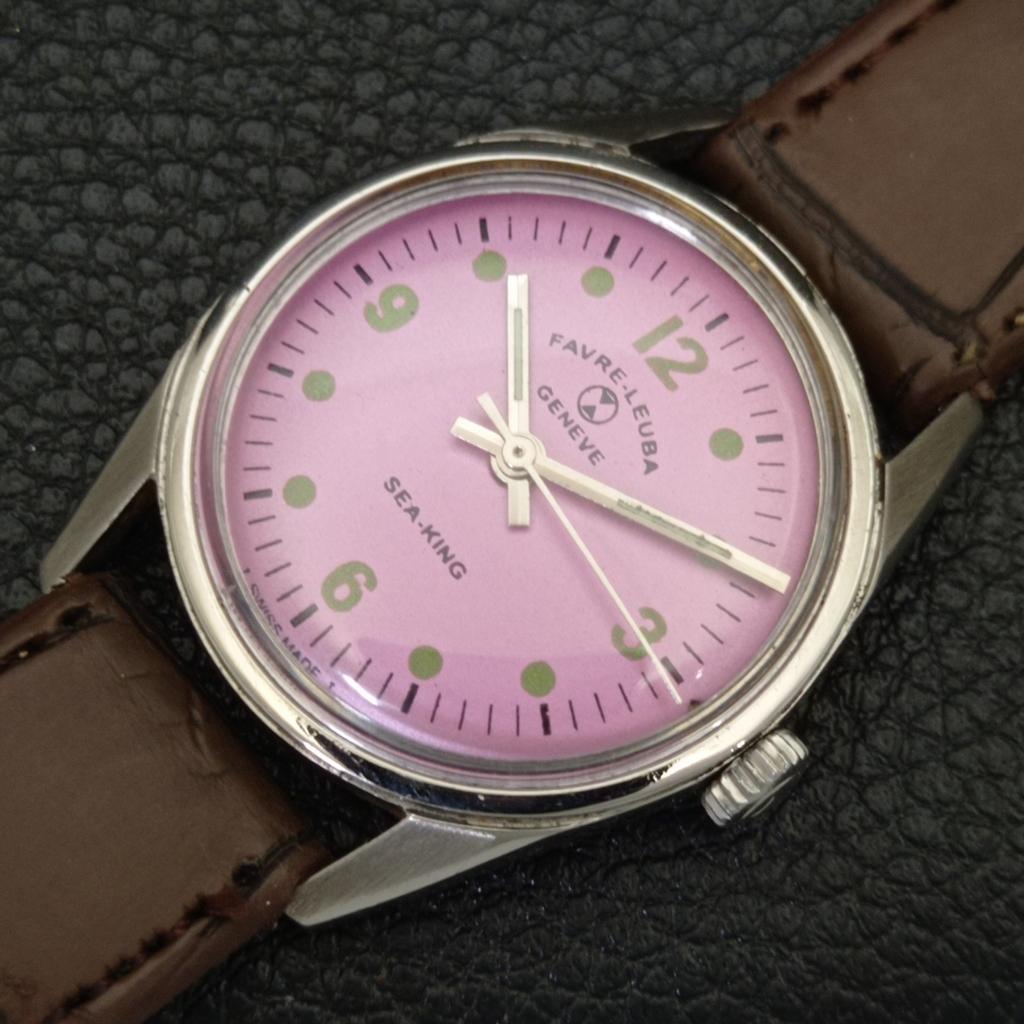 VINTAGE FAVRE LEUBA SEA KING 111 HAND-WINDING SWISS MENS PURPLE WATCH A702011-5 R208-a702011