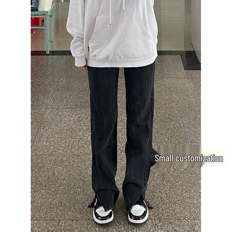 

Women s High-Waist Slit Jeans: XS Floor-Length Straight Leg for an Elongated Look - Perfect for Spring and Autumn. XL for over 119 jin