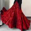 Retro Women's Velvet Long Skirt  Printed Velvet Skirt Autumn and Winter Thick Flared A-Line Skirt