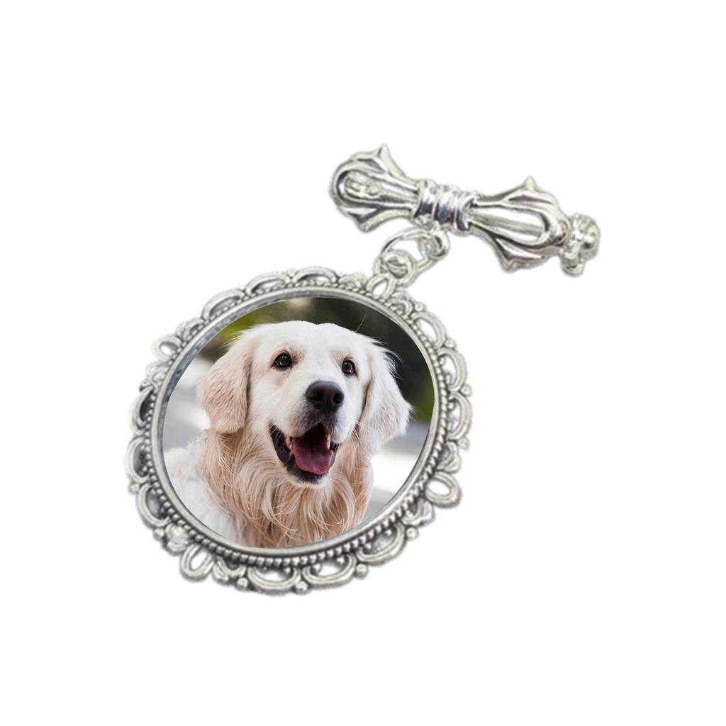 Stilvoller Hochzeitsfoto-Anstecker Einzigartiger Foto-Anhänger Brosche für Weihnachten Spitzes ovales Braut-Brustnadel-Accessoire Party-Schmuck