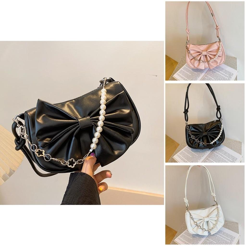 Stylish Urban Chic Small Pu Leather Shoulder Bag For Women With Bow Detail