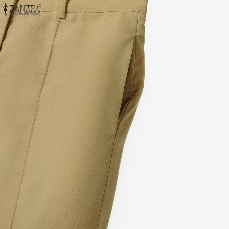 ZANZEA Women Long Sleeve Cropped Blouse and Pants Casual Two Piece Suit Sets