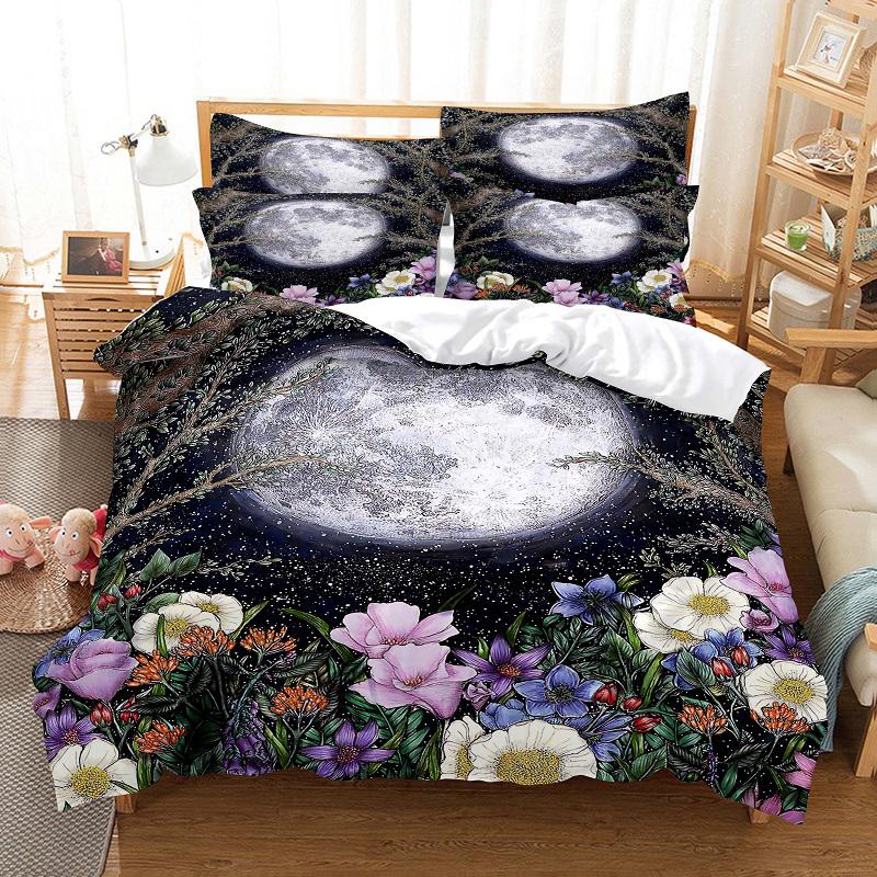 Blue Flower Duvet Cover Queen Size With Zipper Pillowcase 3D Floral Bedding Set 3pcs 2pcs Full King Twin Single Double Bed Thin