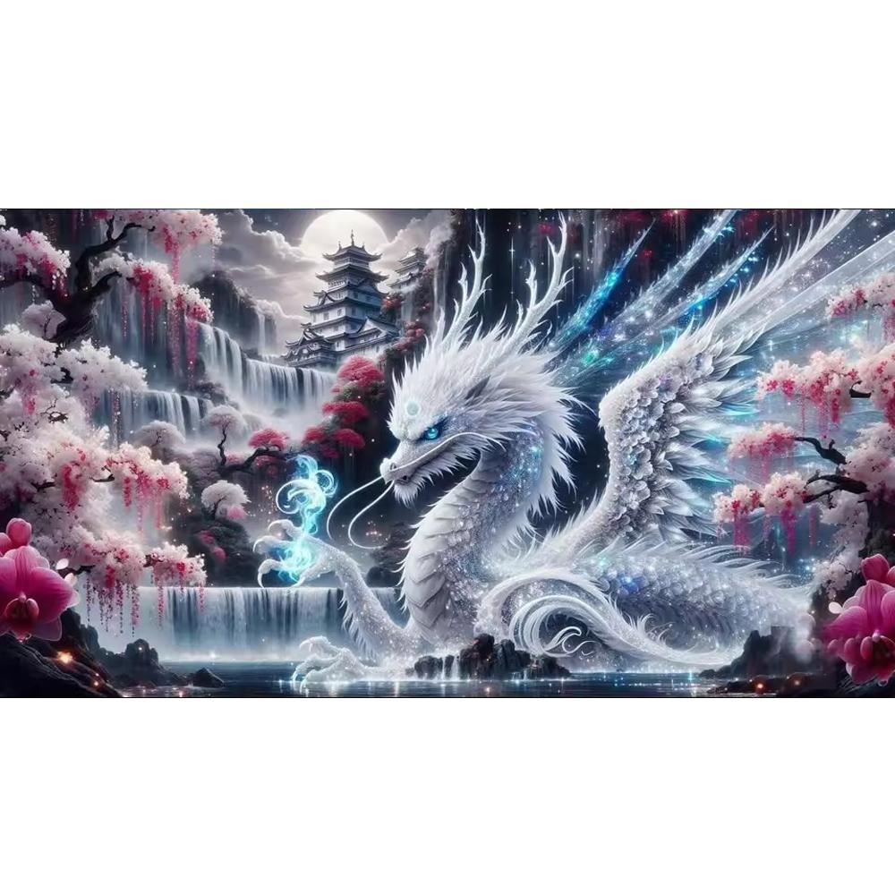 Large Size Mosaic DIY Full Diamond Painting Kits Art Fantastic Dragon and Flowers Embroidery Cross Stitch Rhinestones