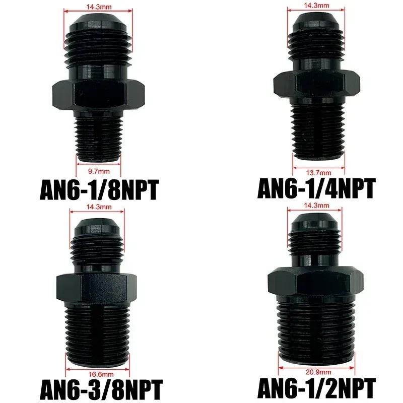 2X Flare Male AN4 AN6 AN8 AN10 AN12 To 1/4NPT 1/8NPT 3/8NPT 3/4 NPT Thread Straight Fittings Fuel Oil Cooler Hose Pipe Adapter