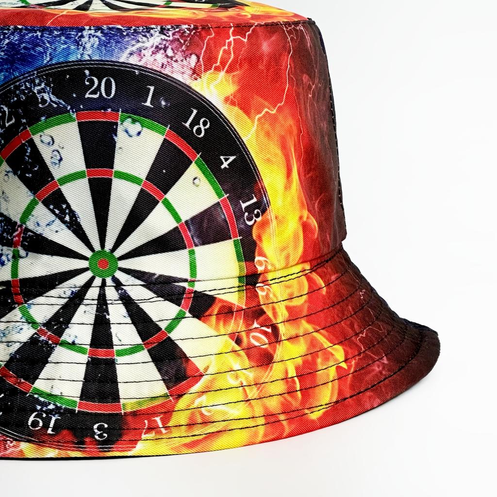 1Pc New Bar Dartboard Pattern Printed Bucket Hat Fun Gift Personalized Hip Hop Rock Street Double-sided Can Wear Pot Hat