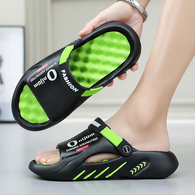 New Slippers for Men, Summer Thick Soled Comfortable Sandals, Outdoor Beach Anti Slip Casual Shoes, Plus Size Sports Sandals