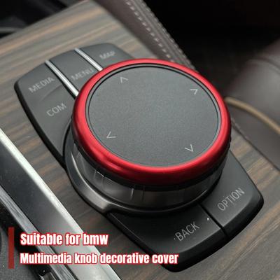 Raudonas aliuminio žiedas centrinės konsolės IDrive daugialypės terpės valdiklio rankenėlės žiedas, skirtas -BMW 1 2 3 4 5 6 7 serijos X3 X4 X5 X6 priedams