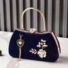 Vintage Red Handbag for Evening Woven Purse Wedding Party Fashion Flower Bag Cross Body Shoulder Purse Luxury Designer Pearl Bag