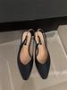 Fashion Bailamos Women Flats Low Heel Slingback Sandals Slip On Shallow Mules Shoes Pointed Toe Female Office Lady Work Shoes Mujer