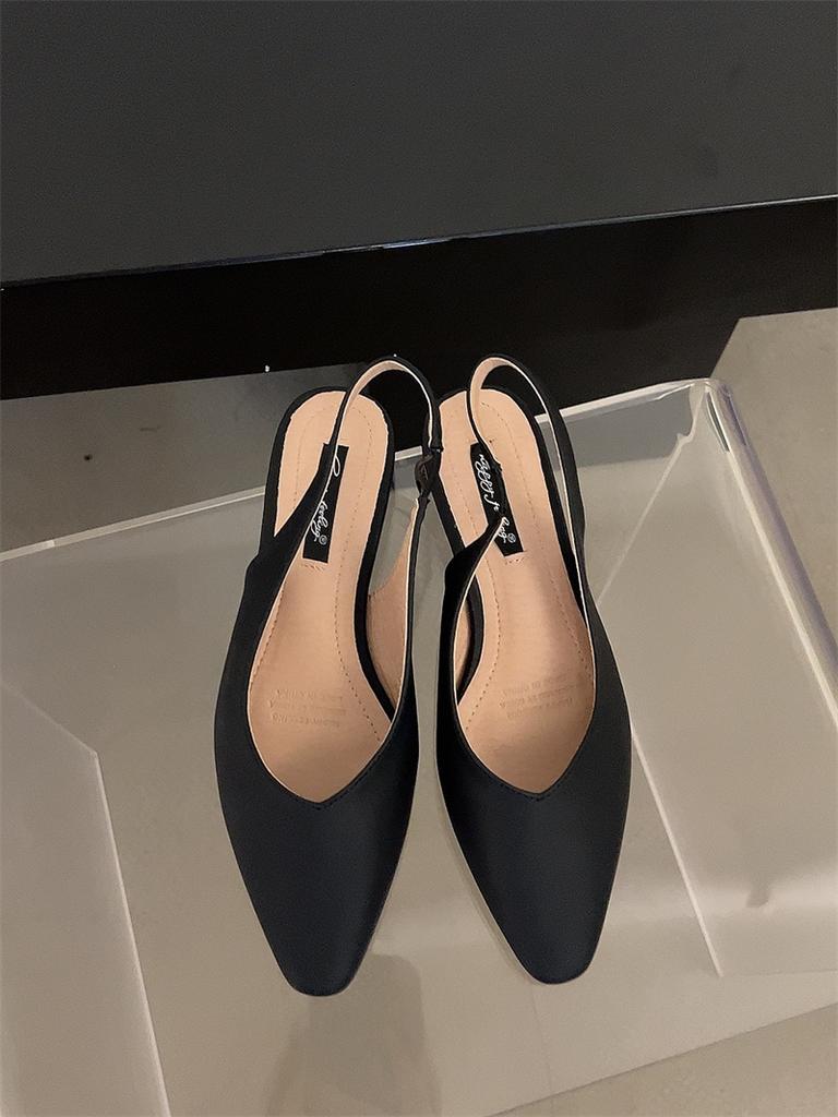 Fashion Bailamos Women Flats Low Heel Slingback Sandals Slip On Shallow Mules Shoes Pointed Toe Female Office Lady Work Shoes Mujer