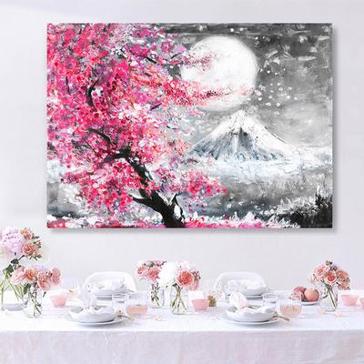Cherry Blossom Mount Fuji Posters Canvas Prints Japanese Landscape Paintings Wall Art Pictures for Living Room Home Decor