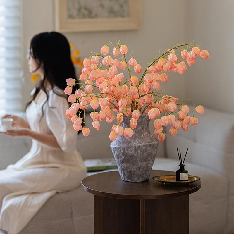 Artificial Physalis Flower Bouquet Room Decor Pink Flower Fruit Tree Wedding Party Decor Aesthetic Art Simulation Flowers