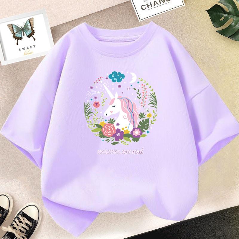 Girls Clothes 2025 Summer Fashion T-Shirt Fun And Cute Cat  Print Short-Sleeved Tops Children Summer Clothes
