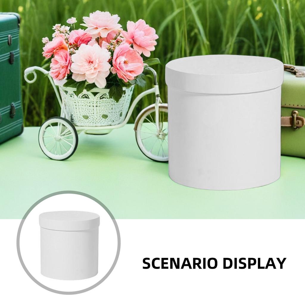 Round Mini Paper Flower Bucket Box Cylindrical Bouquet Holder for Wedding Birthday Baby Shower Floral Display Packaging White