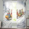 Skiing During Christmas And Winter Curtains For Living Room Bedroom Home Decoration Window Voile Tulle Curtain Drapes