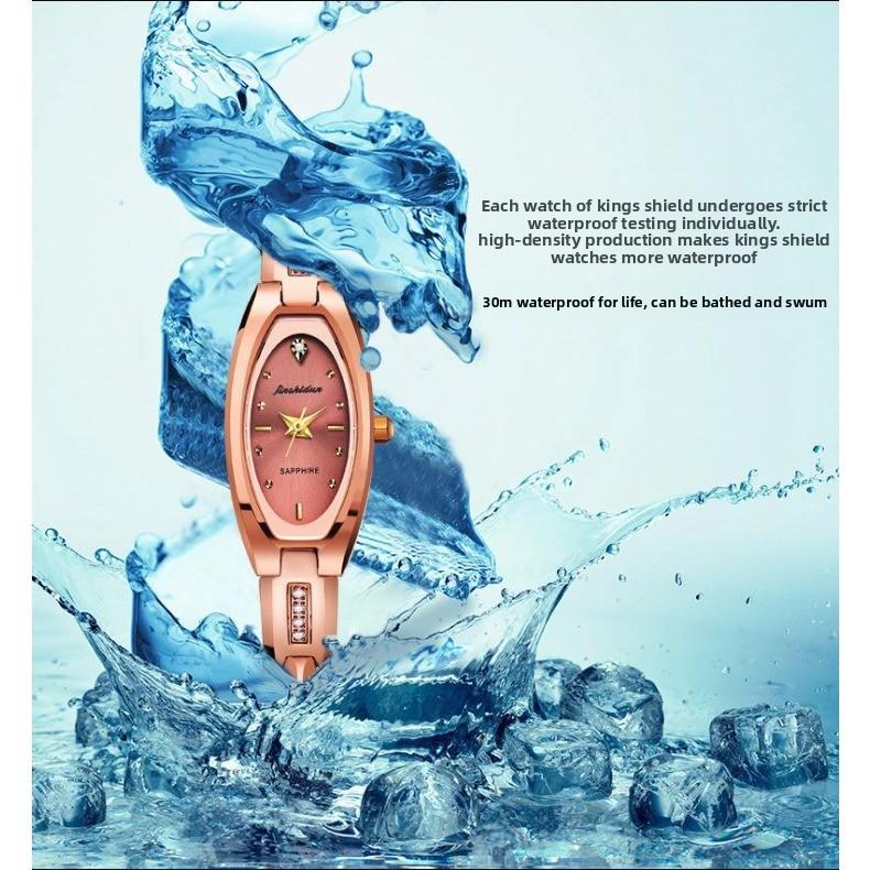 JINSHIDUN Brand Watches, Fashionable Tungsten Steel Thin Quartz Watches, Waterproof Ladies' Watches
