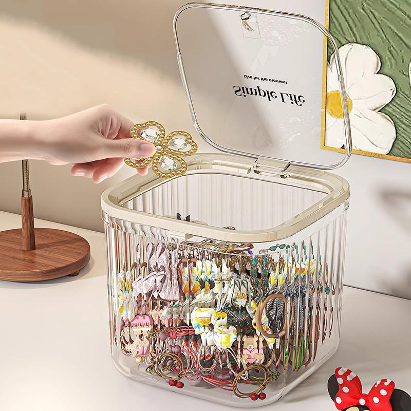 M/L Desktop Storage Box Trash Can Pop-up Lid Storage Box for Hair Accessories Jewelry Desktop Decoration Multi-use Organizers