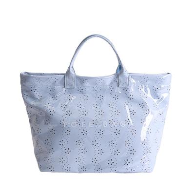 Simple Waterproof Transparent Jelly Bag Letter Print Hollow Out PVC Tote Bag Large Capacity Flower Beach Bag Fitness Bag