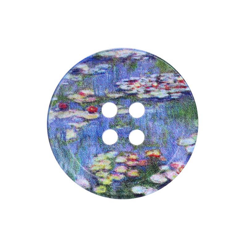 Resin Buttons with Oil Painting Print, Set of 30 for Sewing and Projects