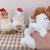 12Cm Plush Chicken Keychain Egg Laying Hens Cartoon Squeaking Doll Toy Schoolbag Pendant Bag Decoration Soft Stuffed Gift