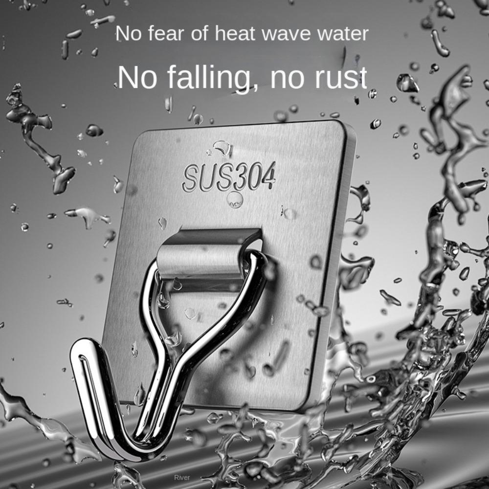 304 Stainless Steel Towel Coat Hooks Wall Mounted Wall Hook Durable Self Adhesive Hooks