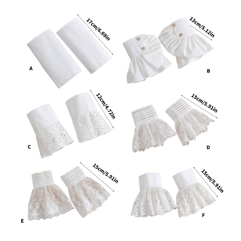 Broderi Spets Falska Ärmar Dam Dekorativa Ärmar Avtagbara Handledsmanschetter
