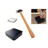 3Pieces Essential Jewelry Tool Set Silicone Mat Wood Base Iron Hammer Suitable for Accurate Projects Mobile Crafting