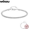 WOSTU Original 925 Silver Basic Bracelet Lobster Clip Snake Chains Infinite Love Clasp DIY Jewelry Beads for Women Gift