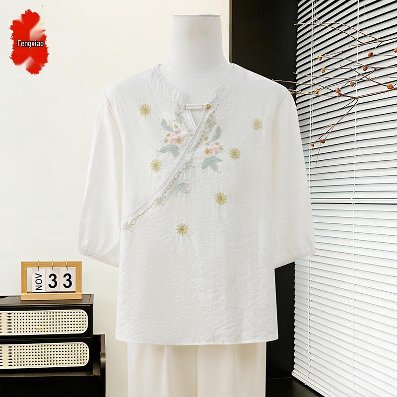 Elegant Chinese Style Summer Blouse for Moms 2XL