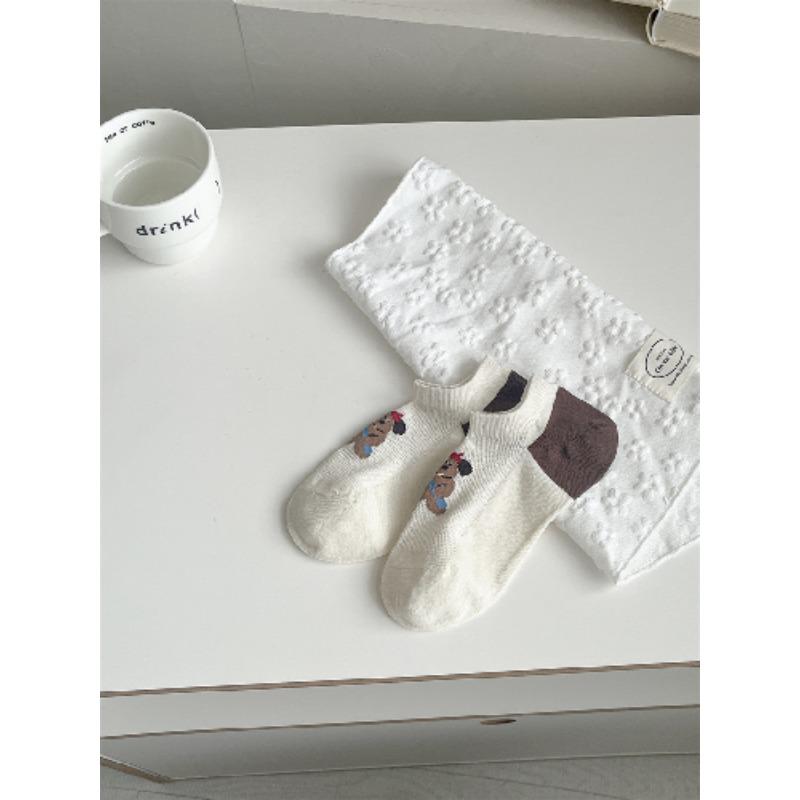 Pantofole Calzini Stampa Cartone Animato Carine Donna Silicone Antiscivolo Basso Taglio Calzini Casual Cotone Traspirante Estate Invisibili No Show