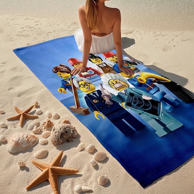 Ultra-Soft Beach Towel with Lego Theme,Ideal for Pool - Camping, Diving - Perfect Travel Essential, Vibrant Beach Towel.
