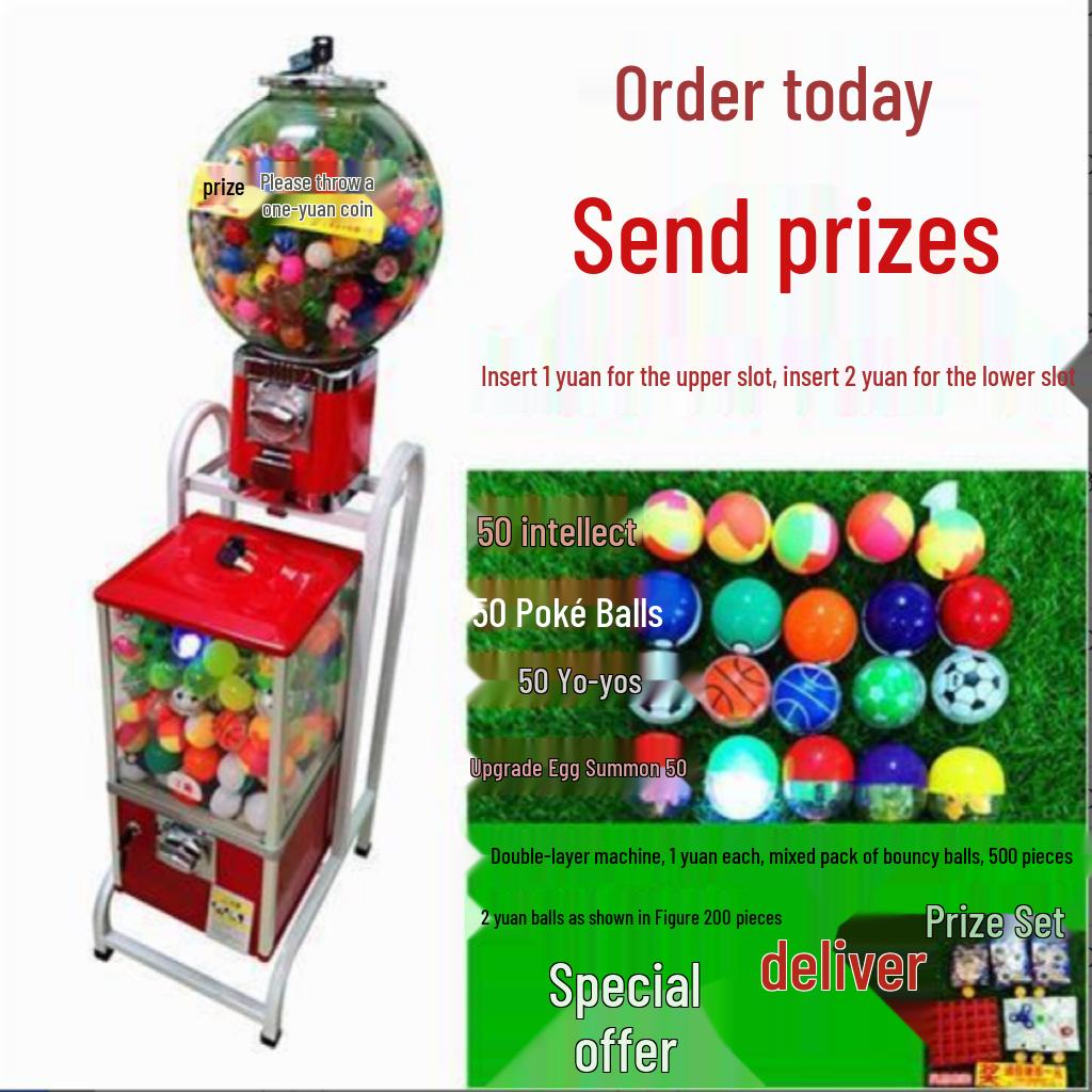 Gashapon Toy Coin-Operated 32mm Bouncy Ball Vending Machine - Amusement Self-Service Unit
