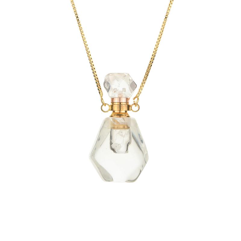 Crystal Perfume Bottle Pendant Necklace Aromatherapy Essential Oil Natural Stone Perfume Bottle Pendant Necklace