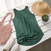 Summer Basic Cotton Sleeveless T Shirt For Women With Pleated Design For Casual Outfits