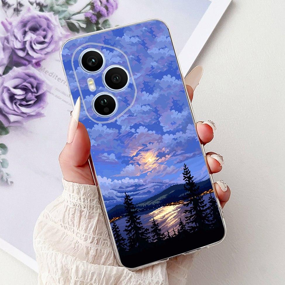Clear For Honor 400 Pro Case DNP-NX9 Cute Cartoon Cat Fashion Flower Funny Painted Soft Bumper For Honor 400Pro Back Cover Funda