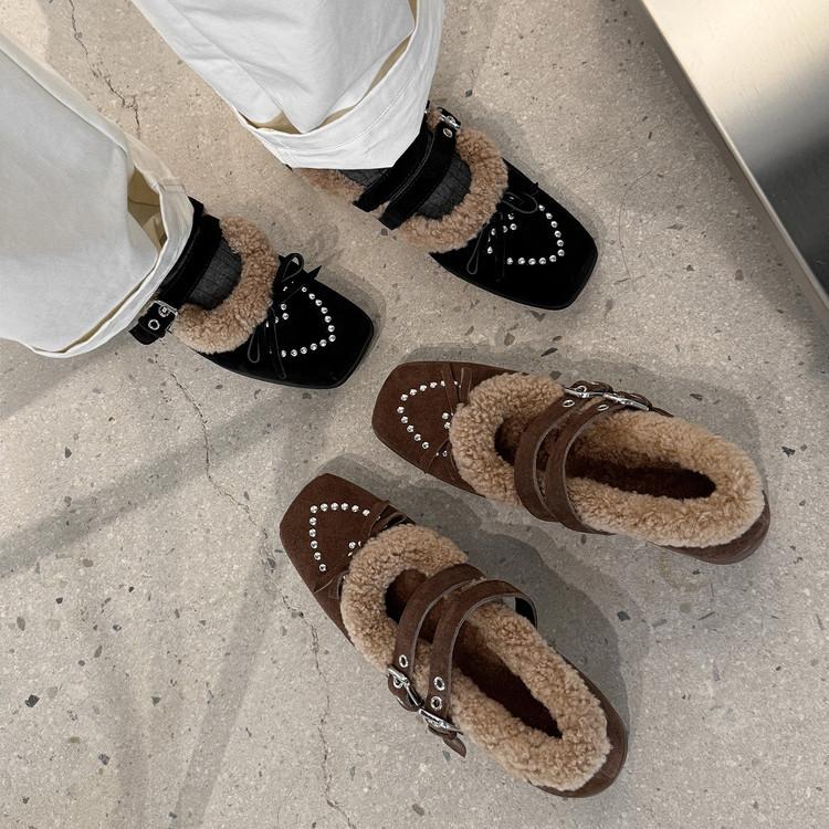 Birken shoes women's shoes winter velvet warm cotton shoes 2025 new winter one-pedal beanie shoes Birken wool shoes