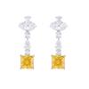 Light Luxury Temperament Design Sense Yellow Diamond Square Earrings Super Fairy Earrings Ear Jewelry